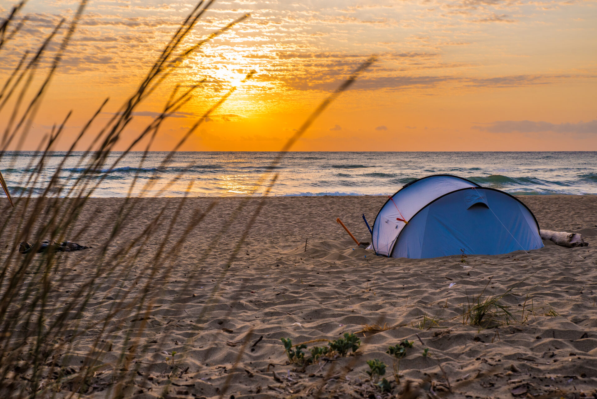 sunset beach camping