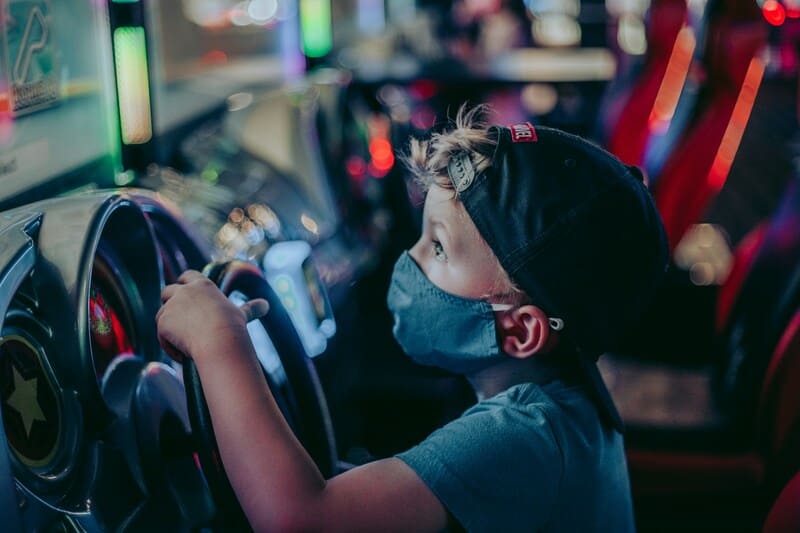 child playing at dave and busters