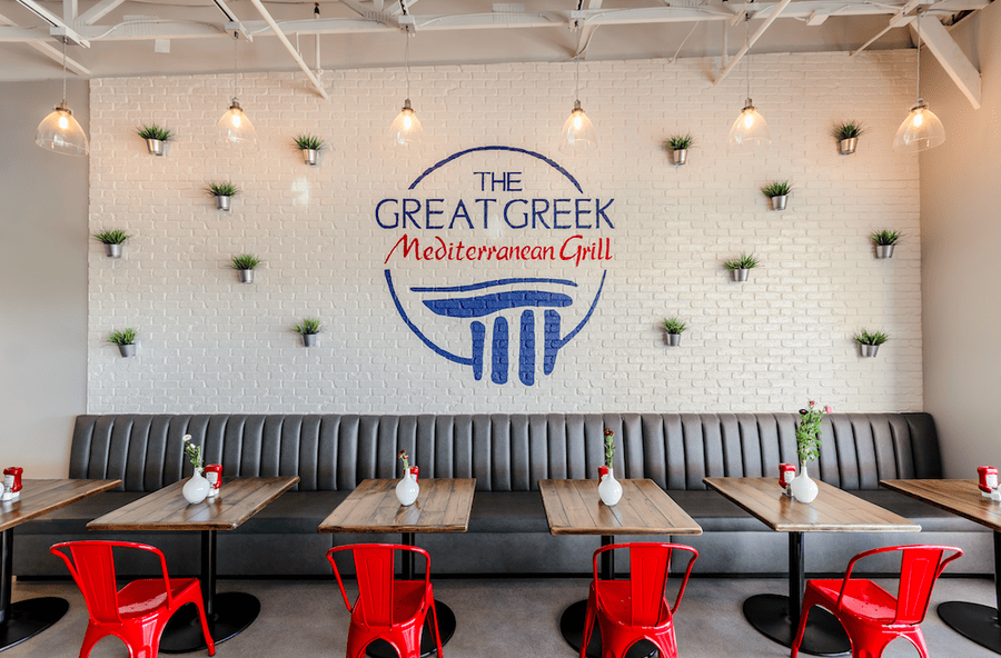 Seating at the Great Greek restaurant in Tradition Port St. Lucie